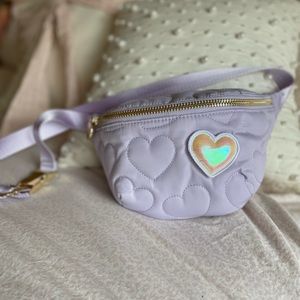 Stoney Clover Lane XOXO Puffy Purple Fanny Pack + Iridescent Puffy Heart Patch